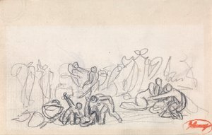Grupa postaci, prawdopodobnie bawiące się kobiety i dzieci autorstwa George Romney