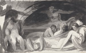 Howard z wizytą w więzieniu (pióro i atrament oraz umyć grafitem na papierze czerpanym) autorstwa George Romney