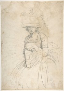 Dama trzymająca książkę (strona przednia); Schemat rozmieszczenia kolorów na palecie (strona tylna) autorstwa George Romney