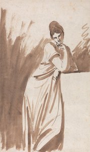 Dama opierająca się o kolumnę: (Prawdopodobnie szkic dla "Miss Woodley") autorstwa George Romney
