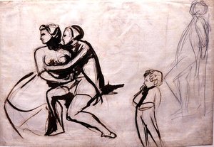Kochankowie ścigani przez dziecko (piórko i tusz) autorstwa George Romney