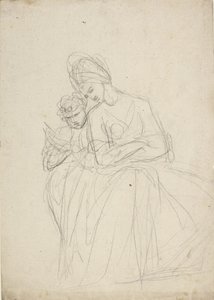 Studium portretowe przedstawiające siedzącą kobietę z dzieckiem autorstwa George Romney