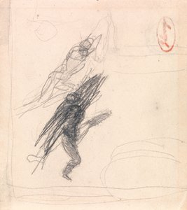 Prawdopodobnie jedna leżąca postać i jedna tańcząca postać autorstwa George Romney
