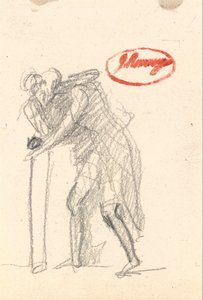 Prawdopodobnie wygięta postać z kijem ze "Starości" autorstwa George Romney