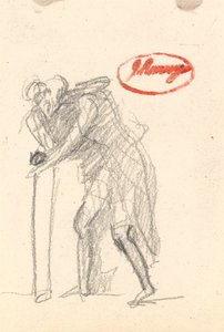 Być może „Pochylona postać z kijem” z cyklu „Starość” autorstwa George Romney