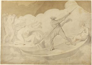 Psyche przeprawiona przez Styks – Apulejusz, „Złoty osioł”, VI, 18 autorstwa George Romney