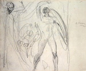 Szatan, grzech i śmierć (ołówek na papierze) autorstwa George Romney