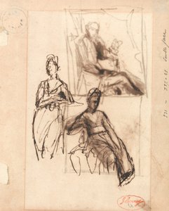 Siedzący mężczyzna i siedząca kobieta autorstwa George Romney