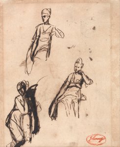Siedząca kobieta: Trzy pozy autorstwa George Romney