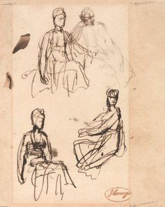 „Siedząca kobieta: trzy szkice” autorstwa George Romney