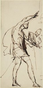 Szkic postaci Makbeta w scenie bankietu z dramatu „Makbet” autorstwa George Romney
