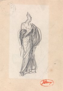 Stojąca kobieta z klasyczną draperią autorstwa George Romney