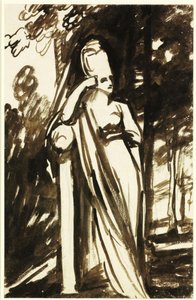 Kobieta stojąca przy steli autorstwa George Romney