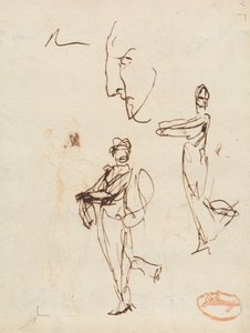 Studium dwóch postaci i twarzy autorstwa George Romney