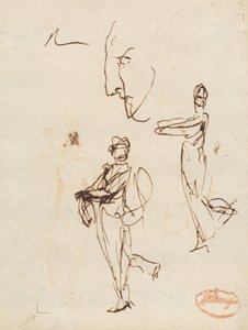 Studium dwóch postaci i twarzy autorstwa George Romney