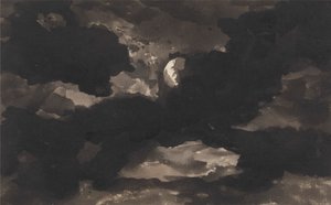 Studium zachmurzonego nieba oświetlonego księżycem autorstwa George Romney