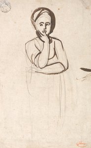 Studium zamyślonej kobiety autorstwa George Romney