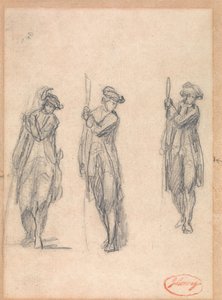 Trzy szkice mężczyzny w mundurze autorstwa George Romney