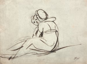 Dwoje dzieci w uścisku autorstwa George Romney