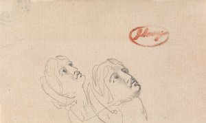 Dwie głowy spoglądające w górę autorstwa George Romney