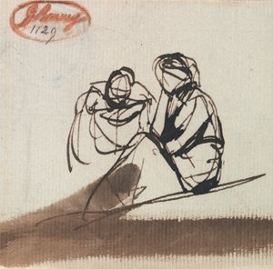 Dwie siedzące postacie autorstwa George Romney