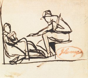 Dwie siedzące postacie autorstwa George Romney
