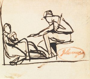 Dwie postacie siedzące autorstwa George Romney