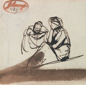 Dwie postacie siedzące autorstwa George Romney