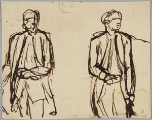 Dwie stojące postacie męskie autorstwa George Romney