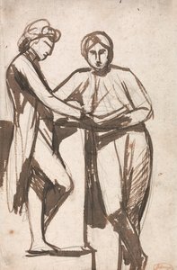 Dwóch stojących młodzieńców autorstwa George Romney