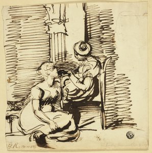 Dwie kobiety we wnętrzu autorstwa George Romney