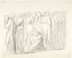 Płaczące kobiety i dzieci: szkic do obrazu „Oskarżenie Zuzanny”; Verso: studia postaci autorstwa George Romney