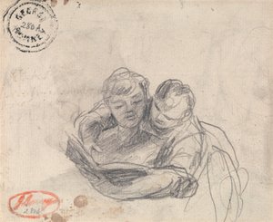 Kobieta ucząca dziecko czytania autorstwa George Romney