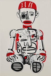 "Cyfrowy totem", 2024 (akryl na płótnie)