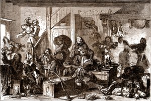 Dragonadas: perseguições dirigidas contra as comunidades protestantes do Reino da França durante a década de 1680. polonês (gravura) do século XIX