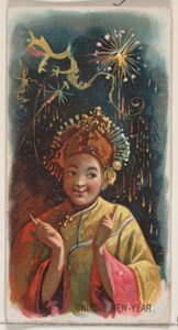 Chiński Nowy Rok, z serii Holidays N80 dla papierosów marki Duke, 1890., 1890. autorstwa George S. Harris and Sons