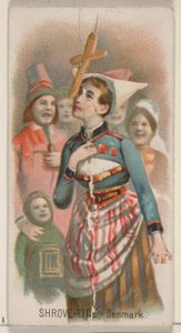 Shrove-Tide, Dania, z serii Holidays N80 dla papierosów marki Duke, 1890., 1890. autorstwa George S. Harris and Sons