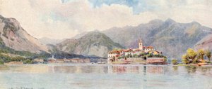 Baveno i Isola Pescatori, jezioro Maggiore (kolorowa litografia) autorstwa George Samuel Elgood