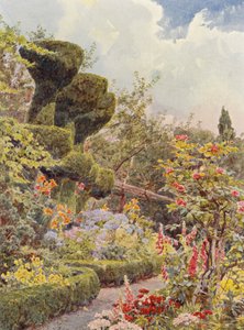 Włoskie ogrody: La Badia, Ogród klasztorny (kolorowa litografia) autorstwa George Samuel Elgood