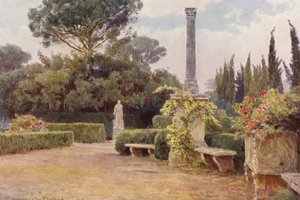 Włoskie ogrody: Villa Medici (kolorowa litografia) autorstwa George Samuel Elgood