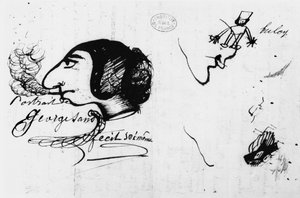 Palenie George Sand (1804-76) karykaturowane przez siebie