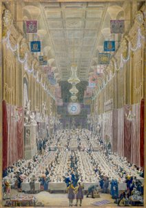 Widok na kolację burmistrza w Guildhall, City of London, 1828