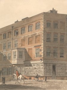 York House, róg Villiers Street i Strand, ze starożytnym i nowoczesnym magazynem drukarskim Richardsona na pierwszym planie