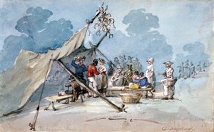 Widok ludzi biorących udział w targach Peckham Fair, Londyn, ok. 1820 r. autorstwa George Shepherd