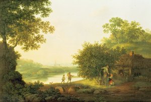 Applepickers, przy domku w zalesionym krajobrazie z Chichester Beyond autorstwa George Smith