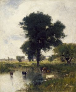 Bydło w basenie (Letni krajobraz), 1880 autorstwa George Snr. Inness