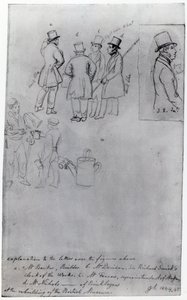 Budowniczowie i geodeci podczas przebudowy British Museum, 1844 (ołówek na papierze) autorstwa George Snr Scharf