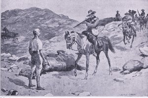 Dzielny czyn w marszu do Hoopstad, After Pretoria: The Guerilla War wydany przez Harmsworth Bros Limited 1901 autorstwa George Soper