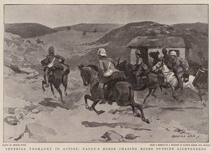 Imperialna Yeomanry w akcji, koń Pageta goni Burów poza Lichtenberg
