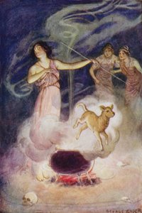 Jason i Argonauci: „Wyszeptała nad nim swoje magiczne zaklęcia, a on znowu wyskoczył z młodego baranka” (kolor litho) autorstwa George Soper